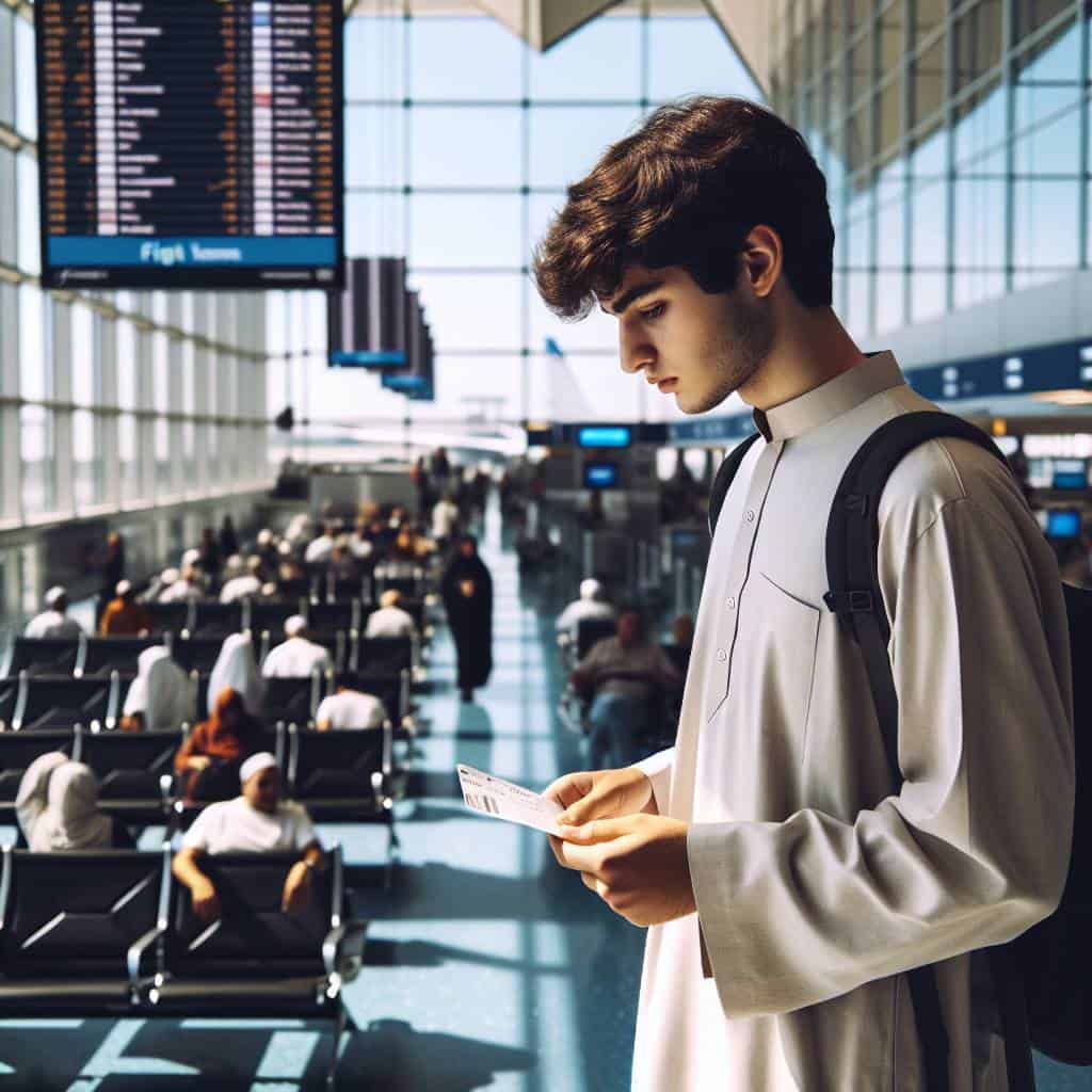 First solo trip at busy airport.