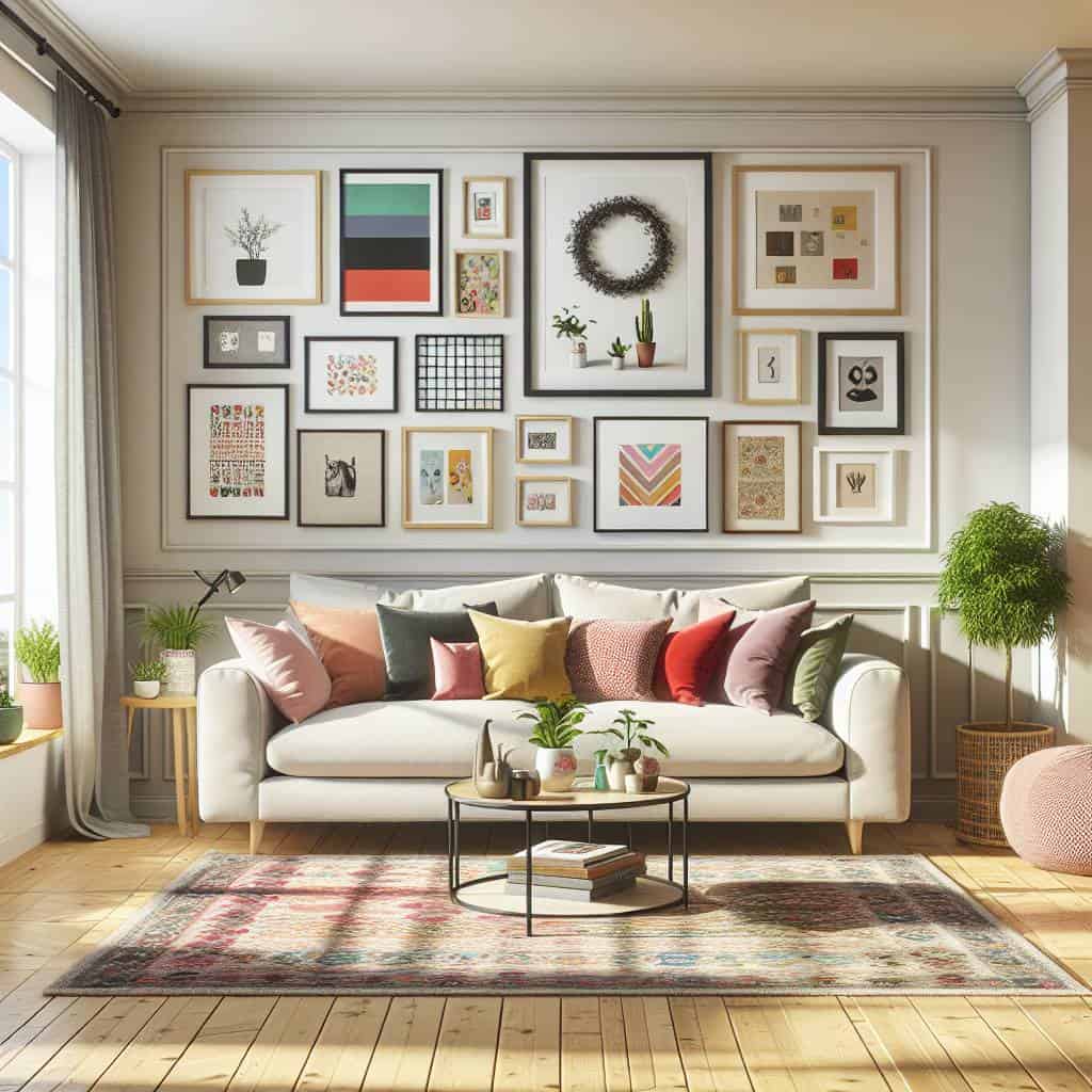 Renter friendly decor in cozy apartment.