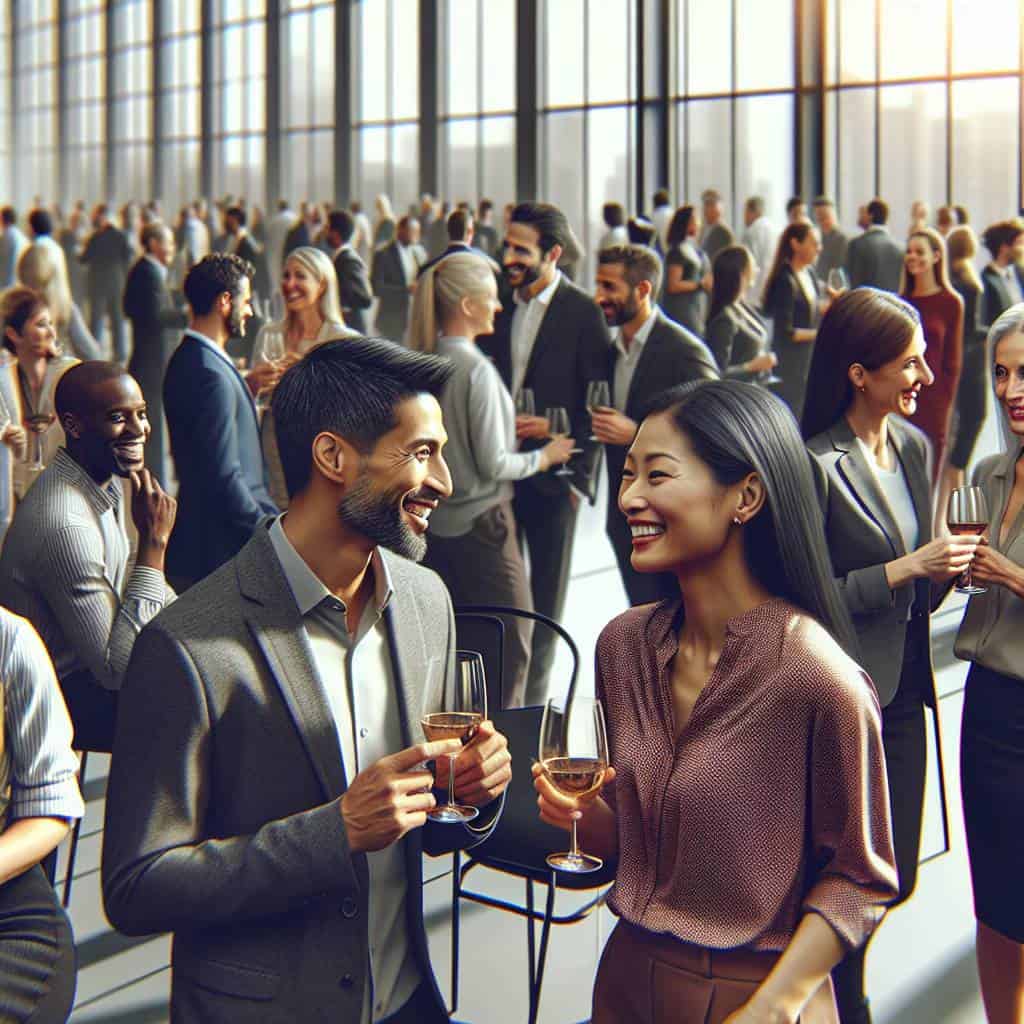 Social wellness tips at networking event
