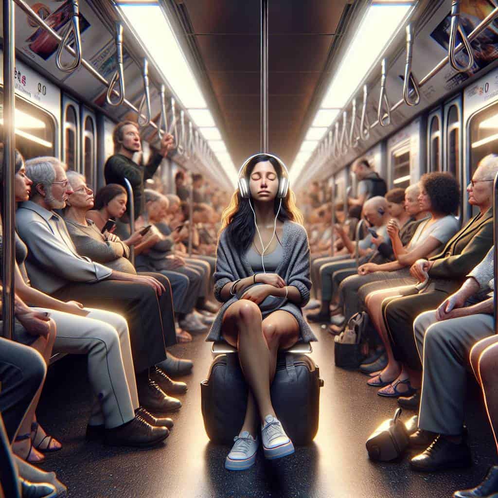 The power of music amidst subway chaos.