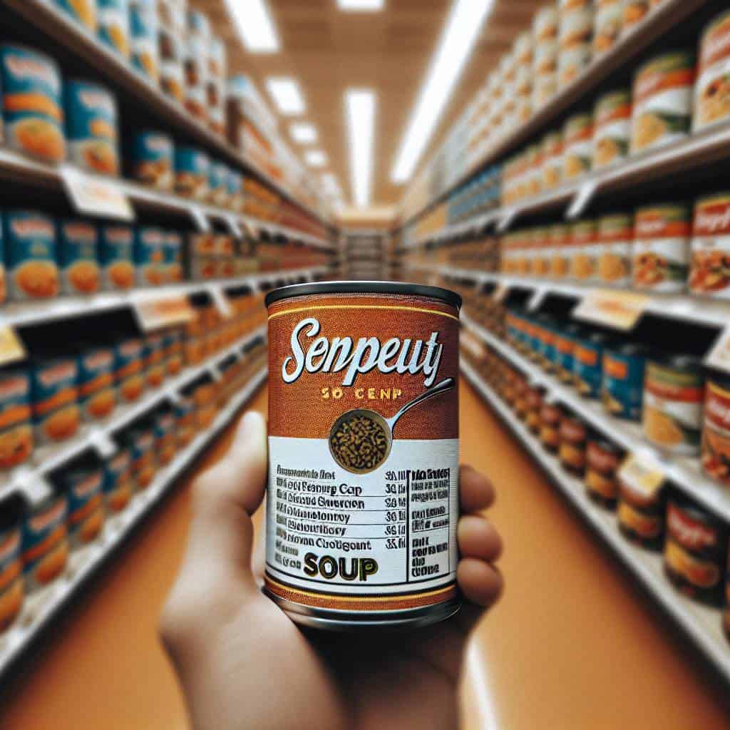 Understanding food labels on soup can.