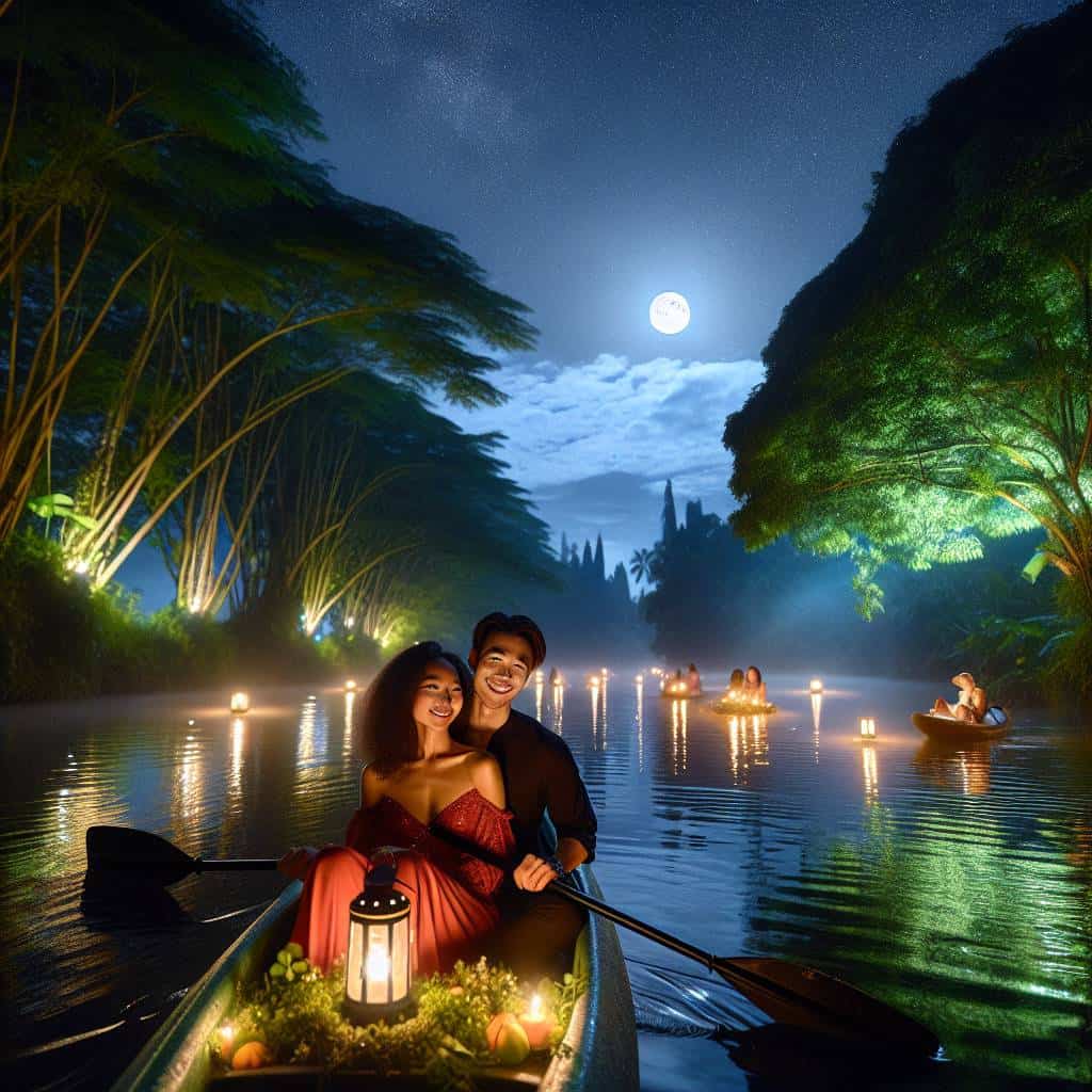 Unique date night ideas: moonlit kayak adventure.